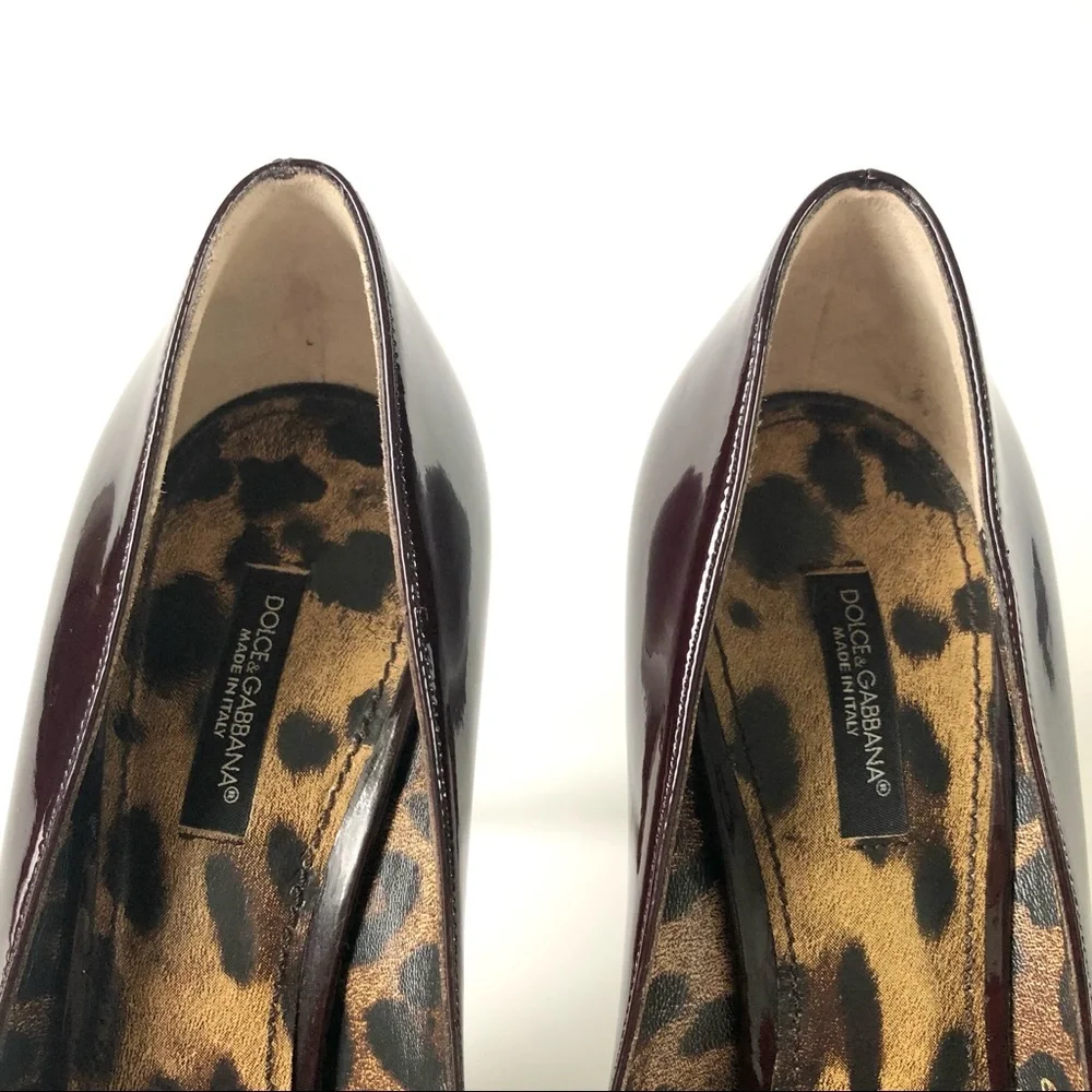 Dolce & Gabbana Burgundy Patent Pointed Toe Stiletto Heel Pumps Size 39/9 - Picture 9 of 11